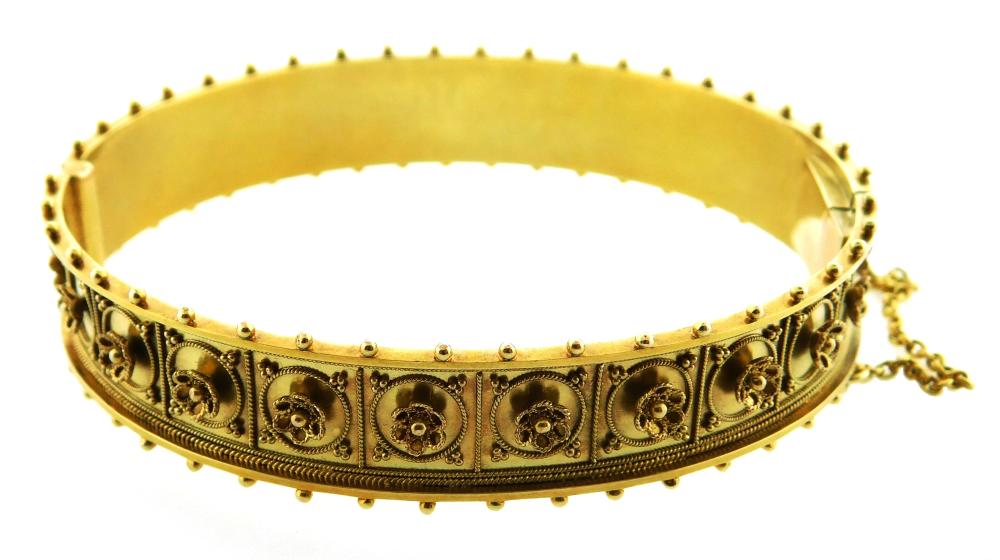 JEWELRY: 10K VICTORIAN BANGLE BRACELET,