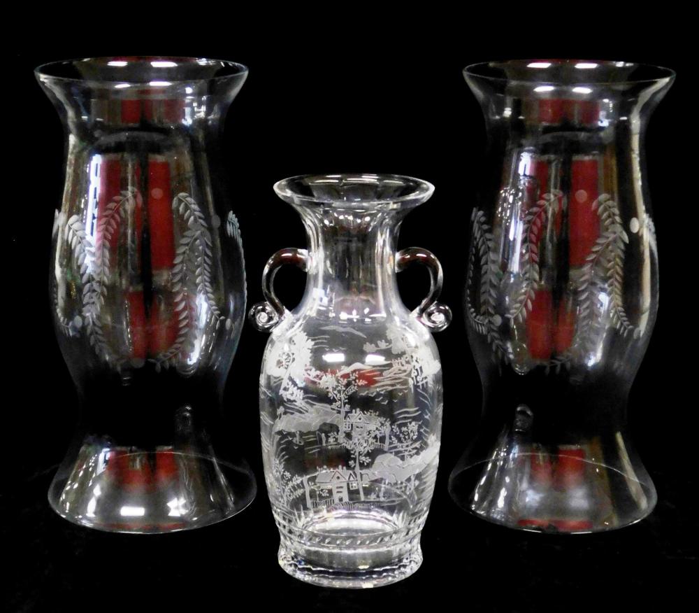 GLASS: THREE PIECES: LARGE CLEAR