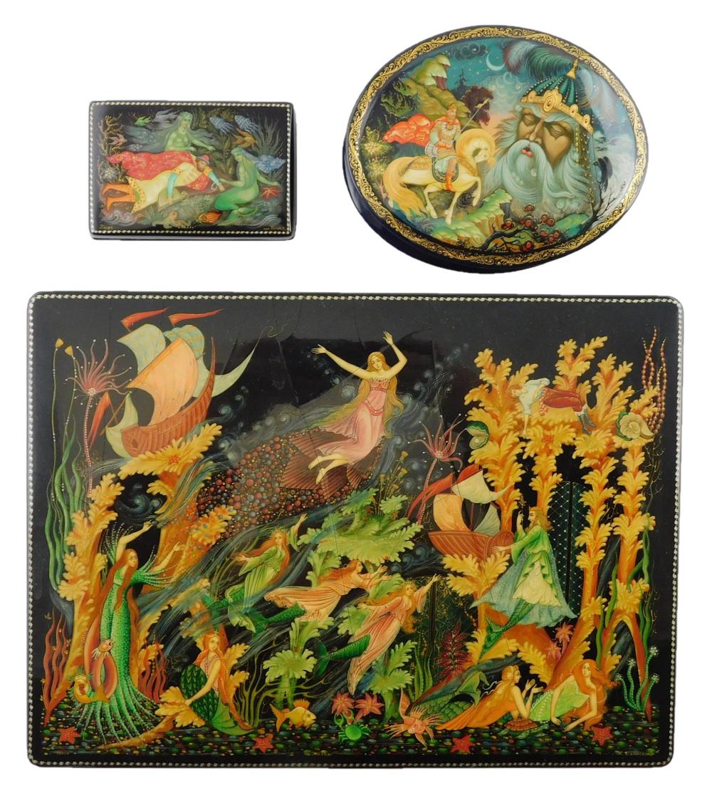 RUSSIAN HAND-PAINTED LACQUER BOXES,