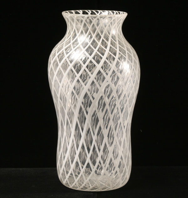 Venetian lace art glass vase opal 4fc94