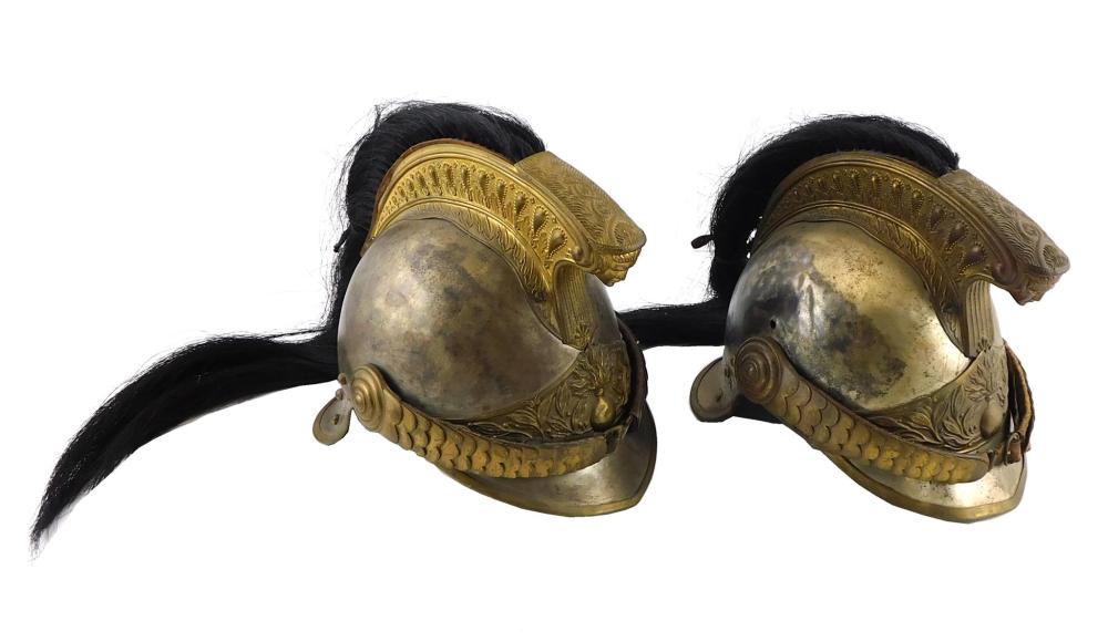 TWO FRENCH DRAGOON HELMETS, LATE