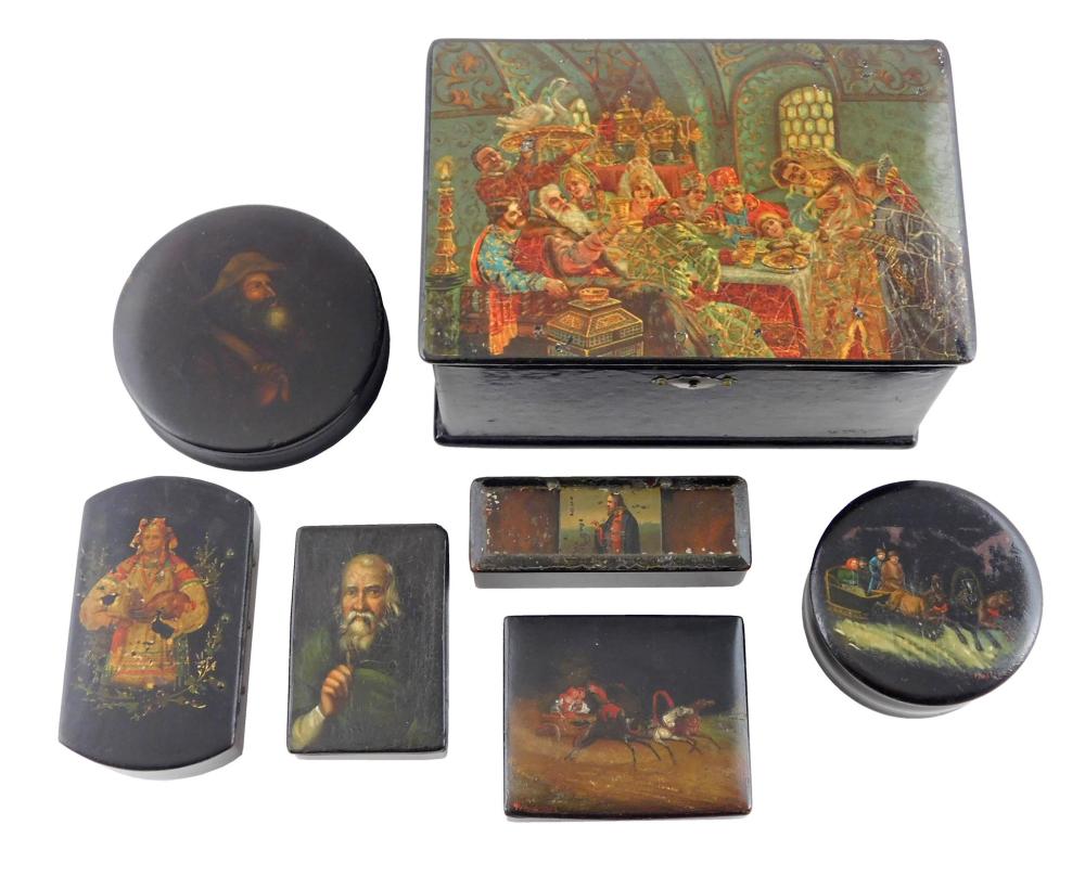 RUSSIAN HAND-PAINTED LACQUER BOXES,