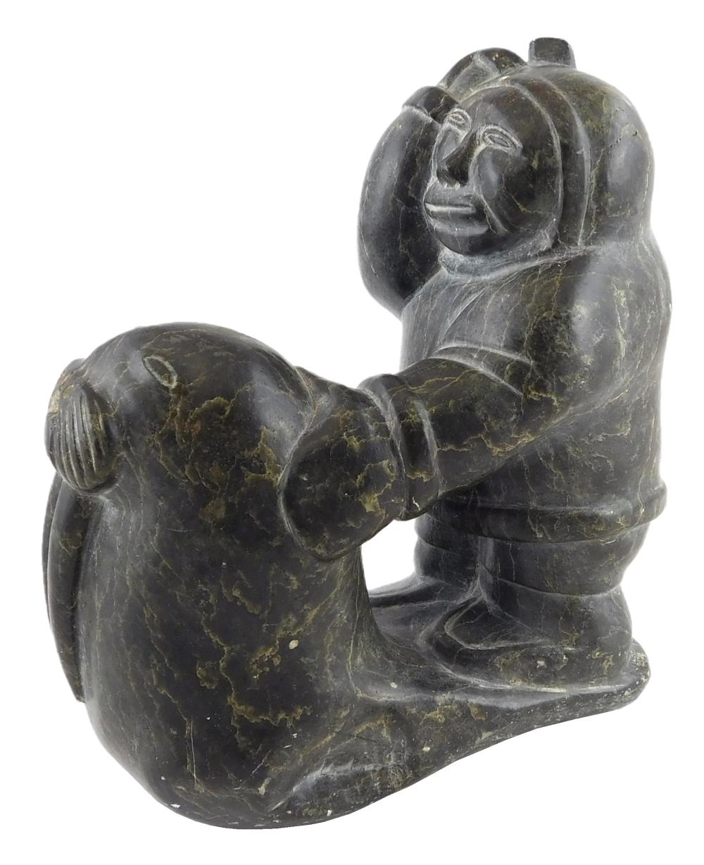TRIBAL: INUIT CARVED LARGE STONE