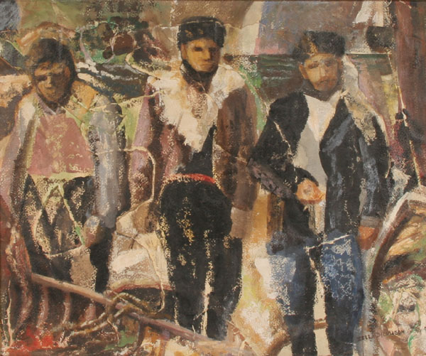 Trio of three Russian males, oil