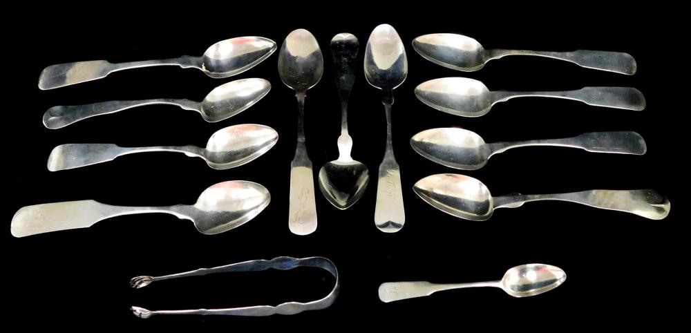 COIN SILVER: THIRTEEN SERVING SPOONS