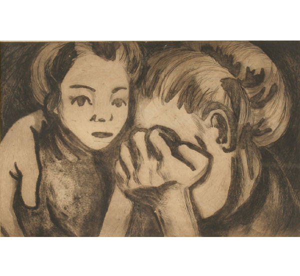 German Expressionist etching depicting