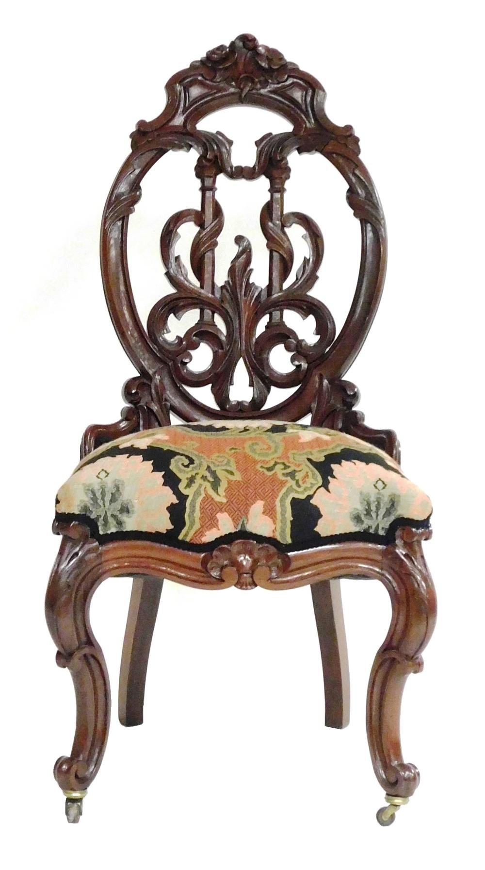VICTORIAN ROSEWOOD SIDE CHAIR,