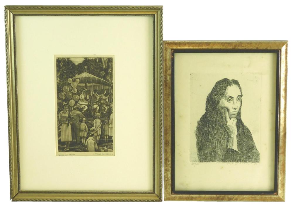 TWO FRAMED PRINTS: RAPHAEL SOYER