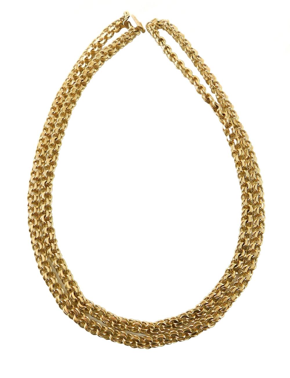 JEWELRY: 14K GOLD NECKCHAIN, DOUBLE,