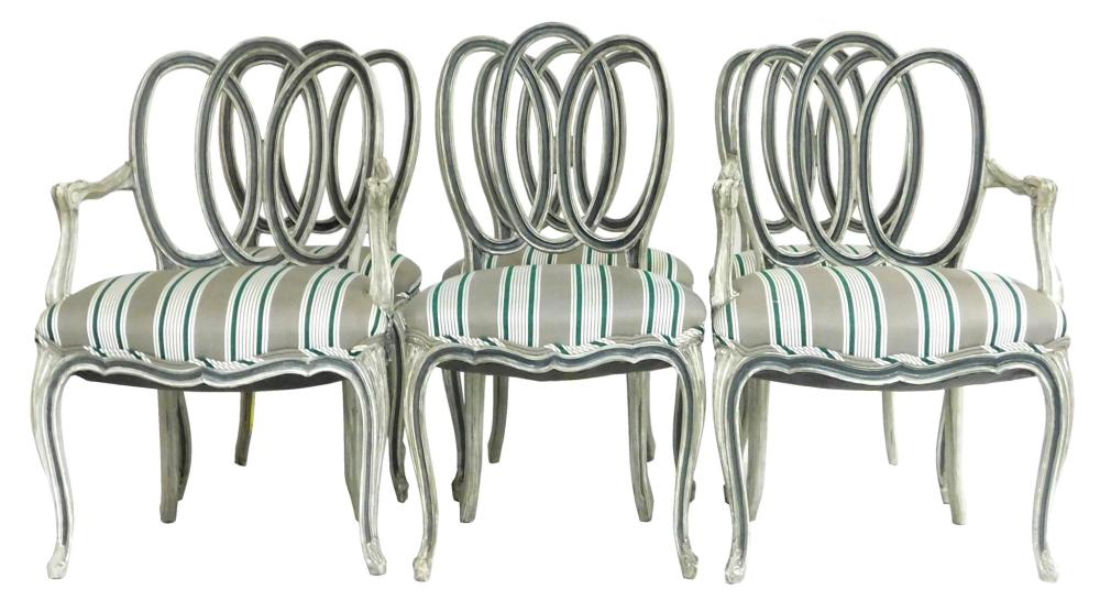SET OF SIX FRENCH STYLE SIDE CHAIRS,