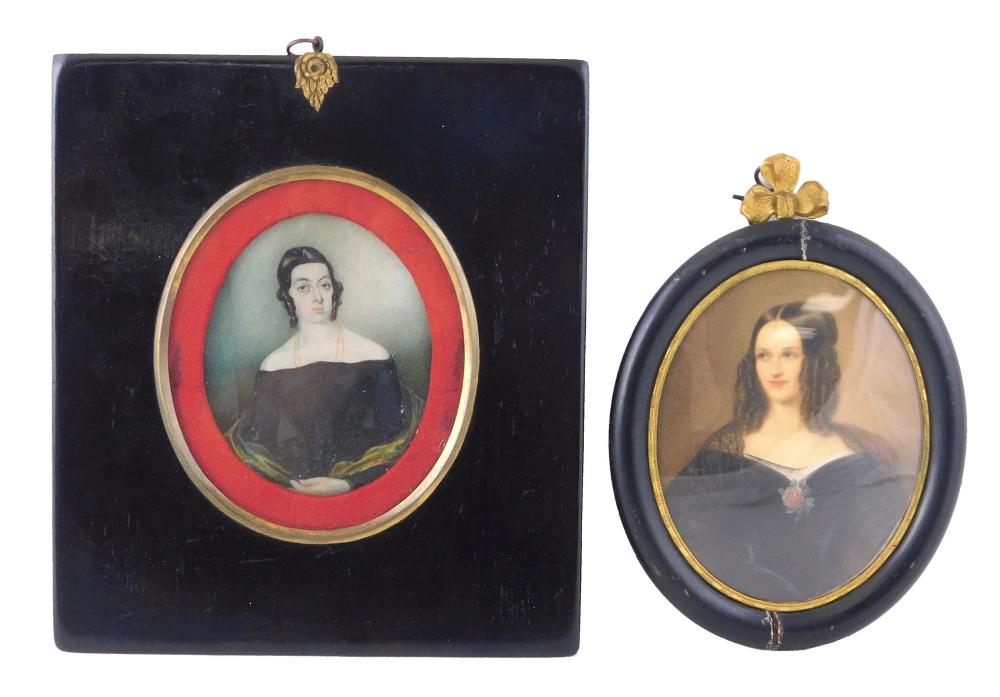 MINIATURE: TWO WOMEN ON OVAL SUPPORTS