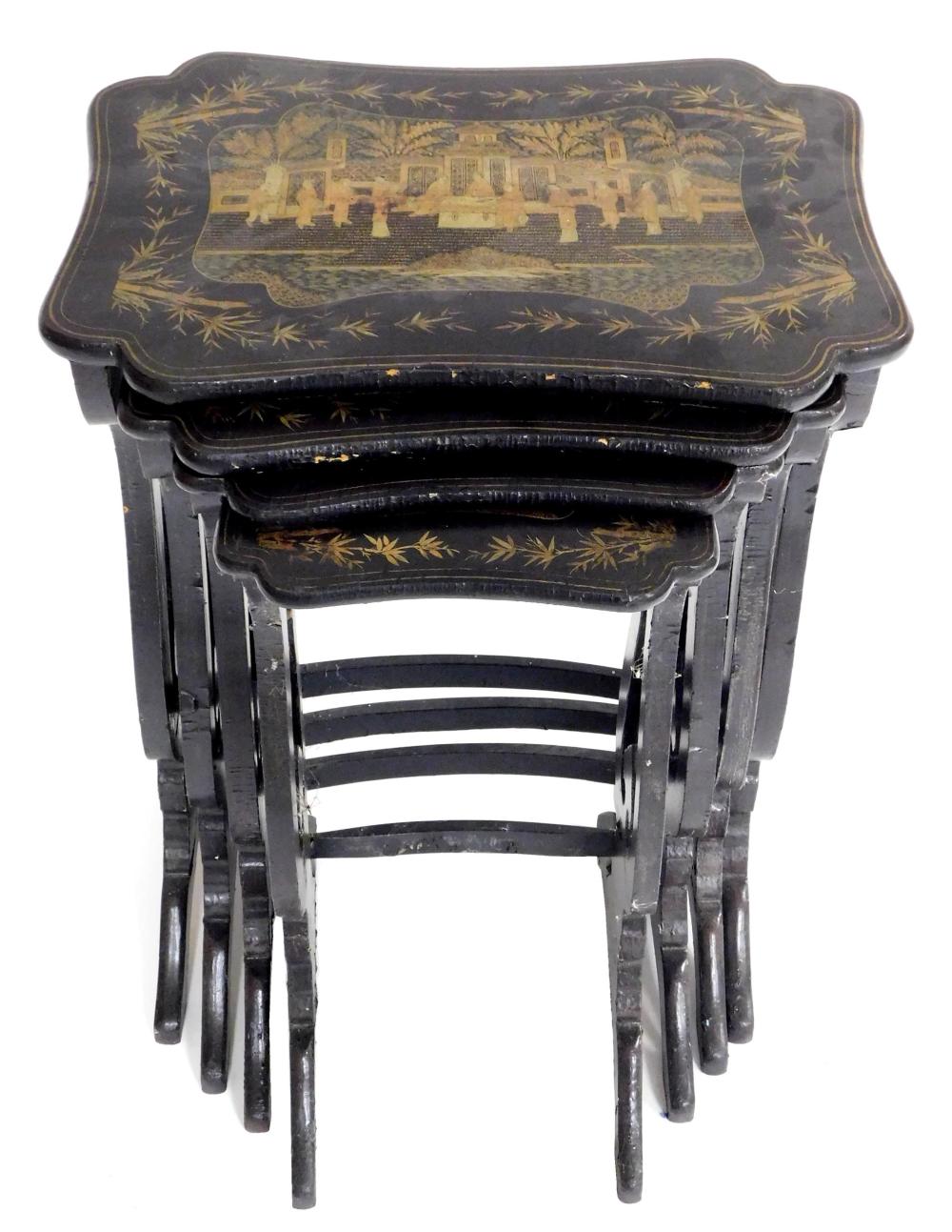 CHINOISERIE NESTING TABLES 19TH 31dffc