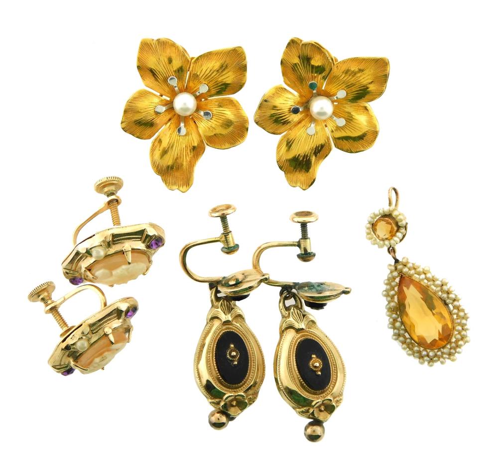 JEWELRY: THREE PAIRS OF EARRINGS