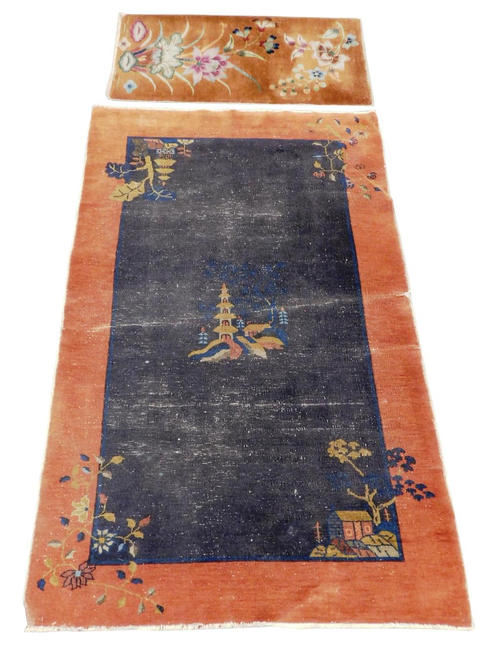 RUG: TWO ANTIQUE CHINESE RUGS: