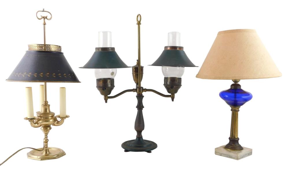 THREE TABLE LAMPS, LATE 19TH -