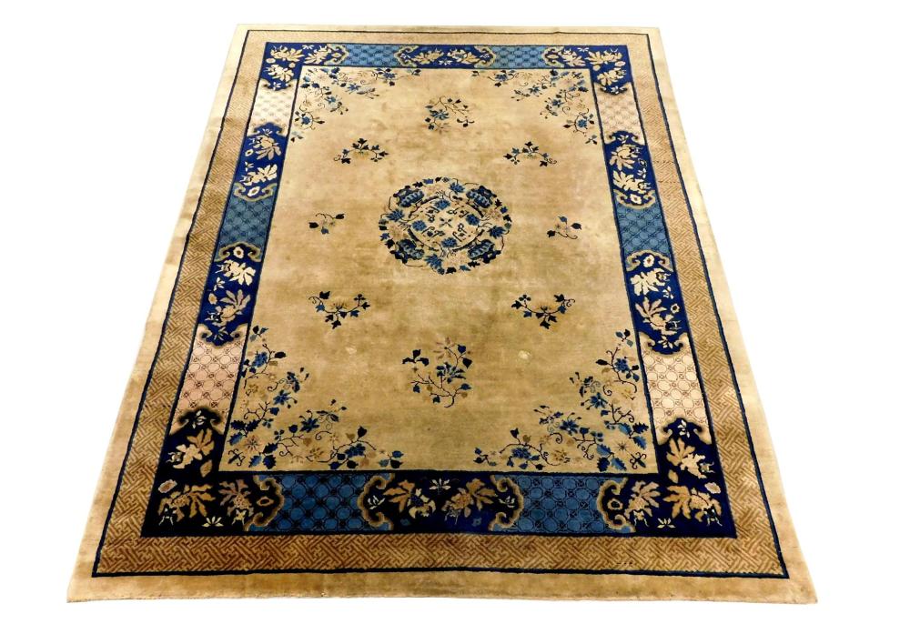 RUG: ANTIQUE CHINESE, 9' X 11',