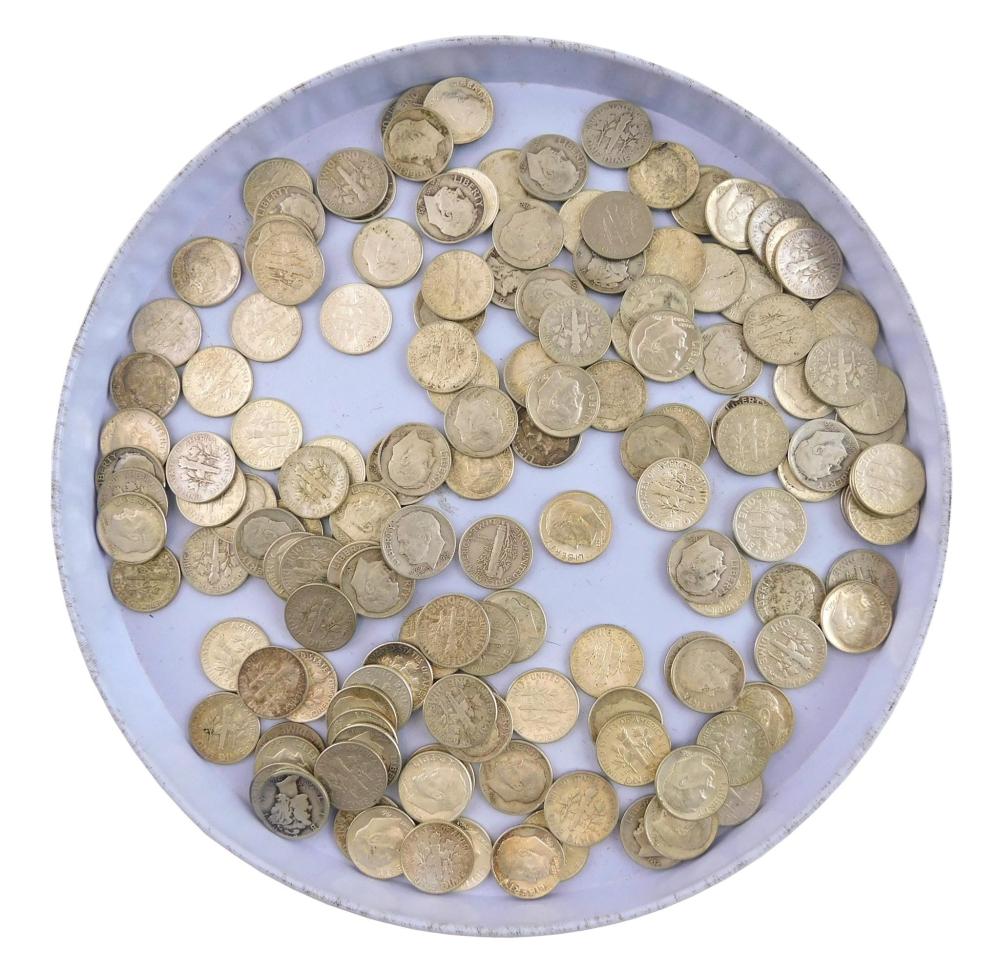 LOT OF US SILVER DIMES, APPROX. $14.90