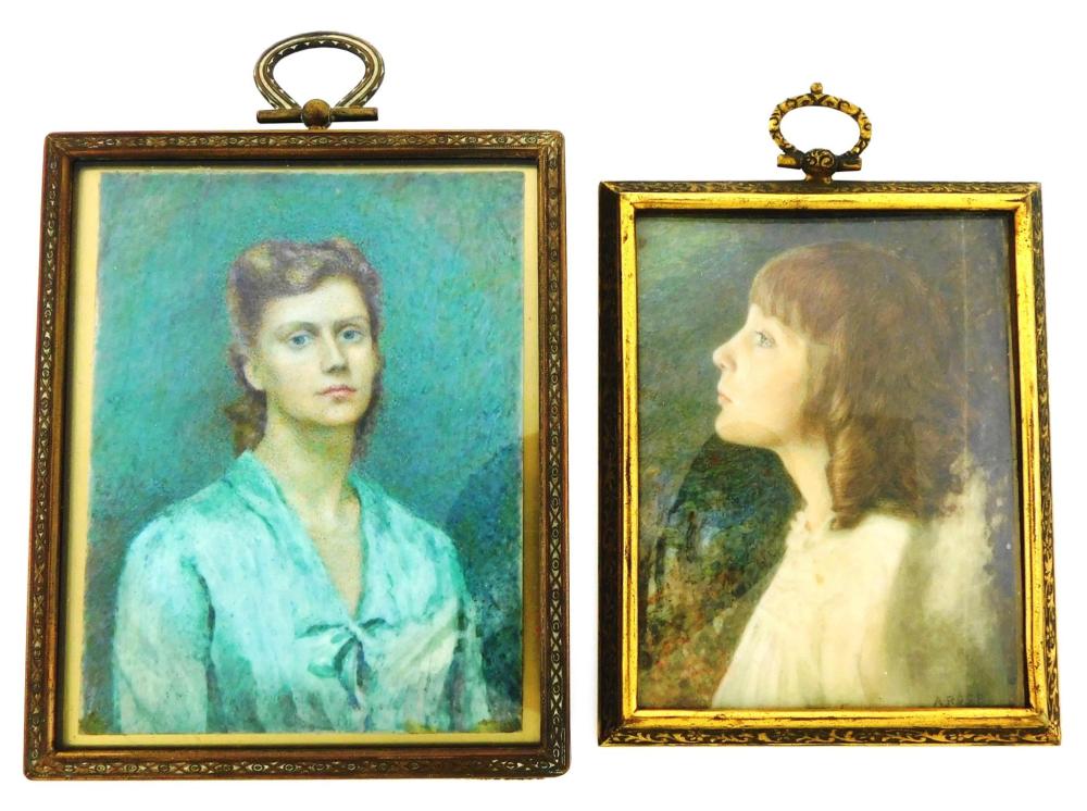 MINIATURES TWO HAND PAINTED PORTRAITS 31e05e