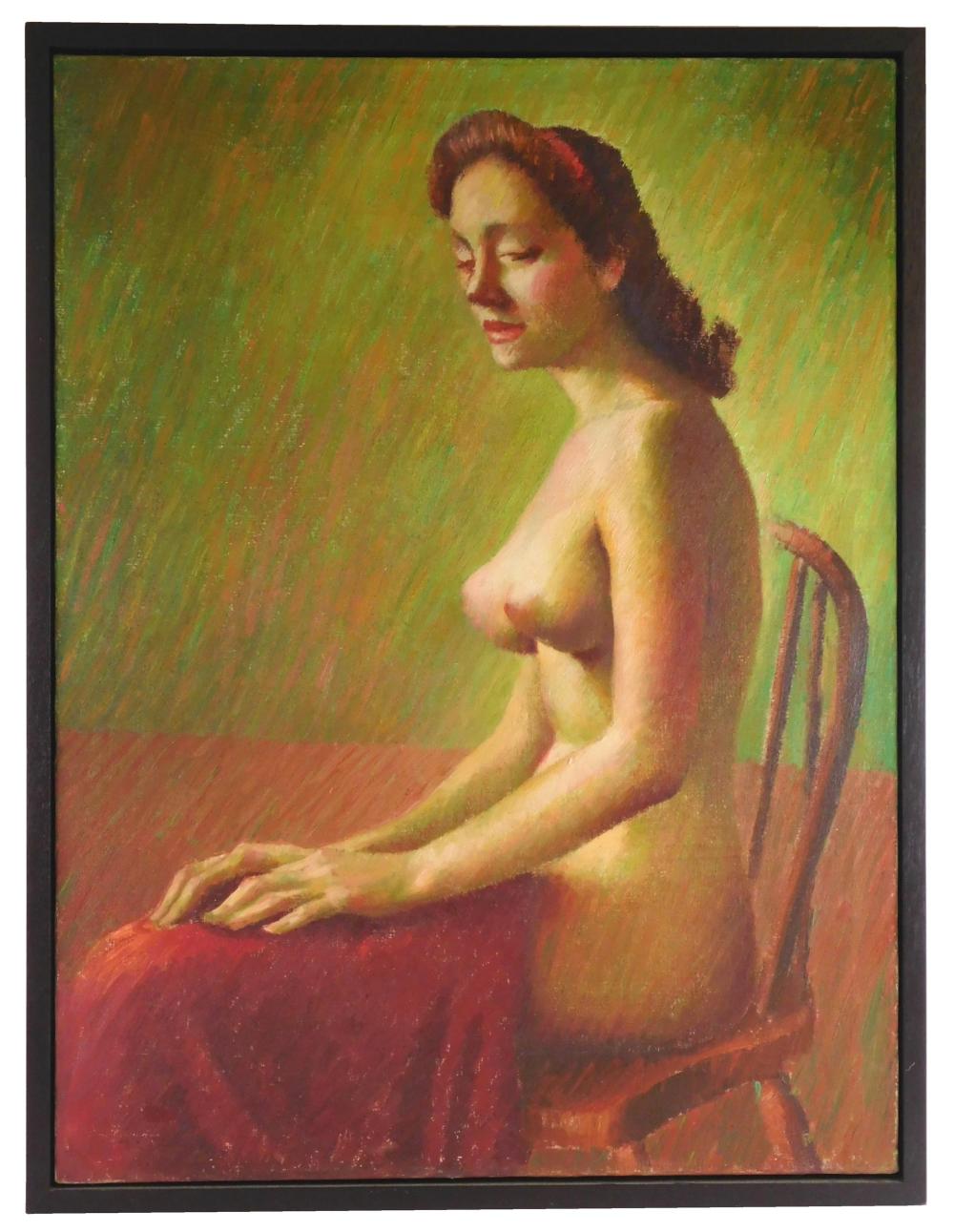 20TH C. OIL ON CANVAS, A NUDE WOMAN