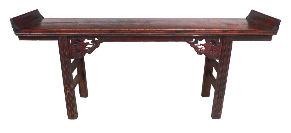 ASIAN WOOD ALTAR TABLE, CARVED