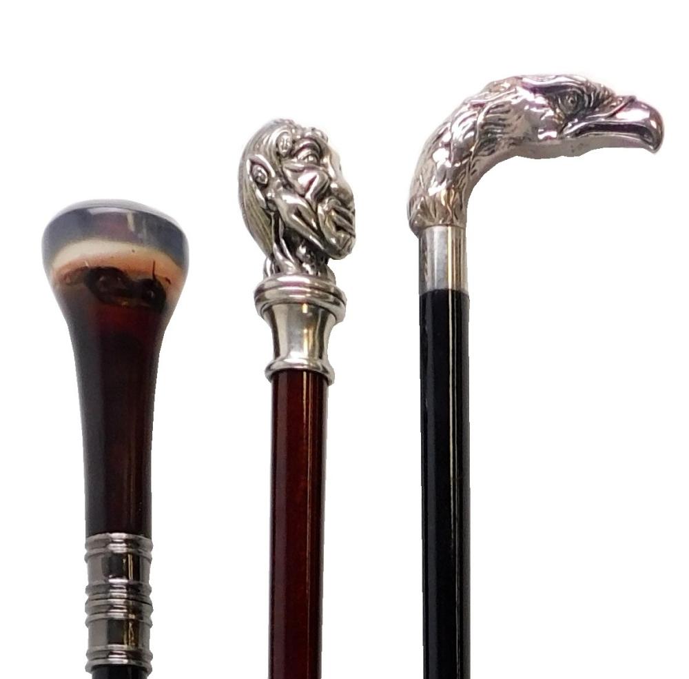 THREE WALKING STICKS: STERLING