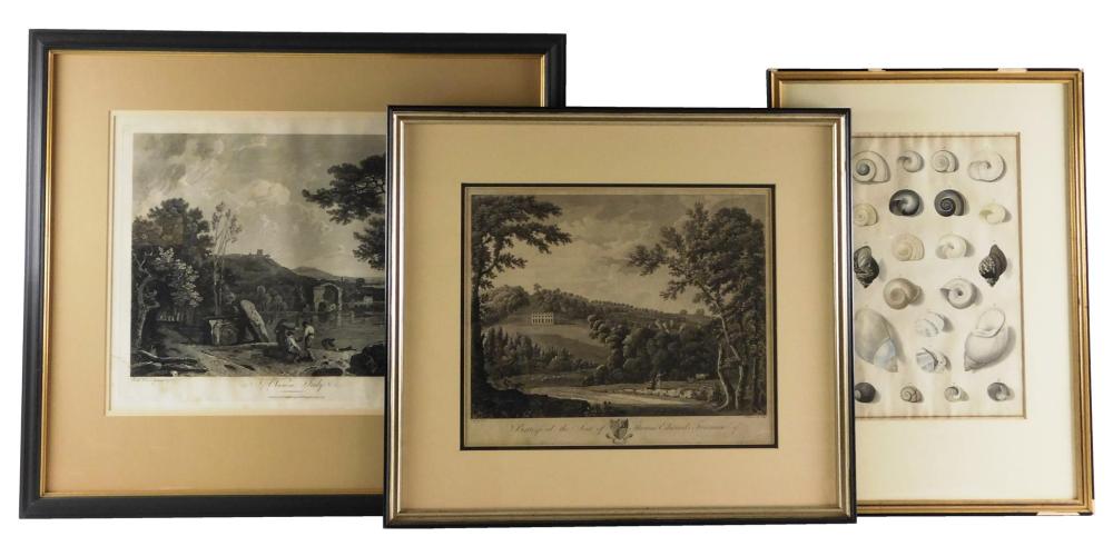 THREE FRAMED PRINTS: AN ENGRAVING