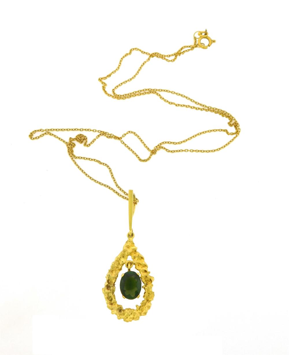 JEWELRY: 18K TOURMALINE PENDANT