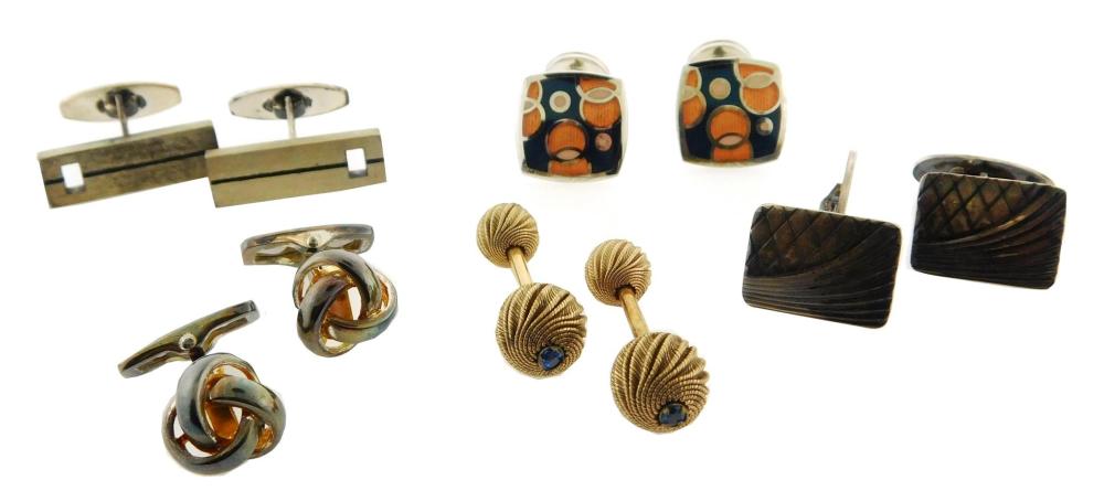 JEWELRY: FIVE PAIRS OF CUFFLINKS,