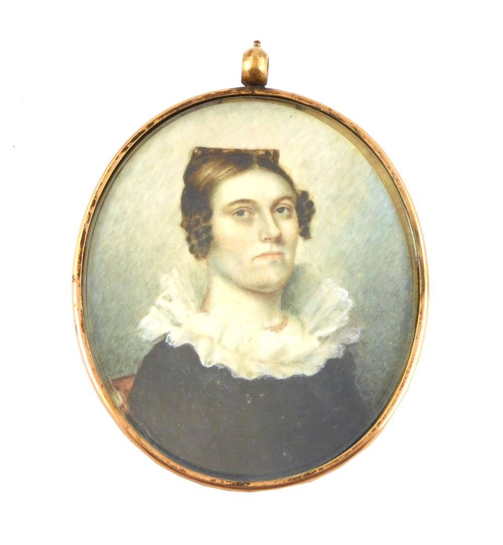 MINIATURE: WOMAN, OVAL SUPPORT,