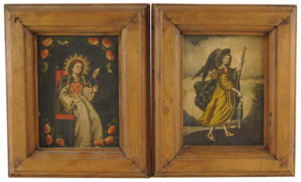 TWO CONTINENTAL PAINTINGS OF SAINTS  31e265