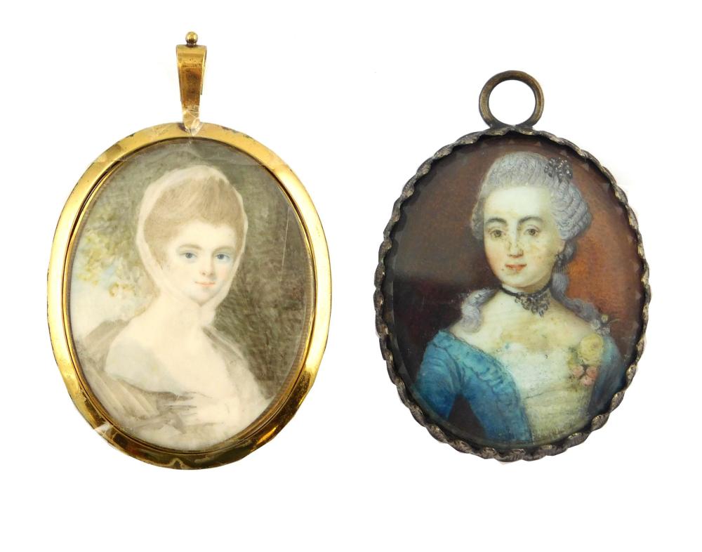 MINIATURE: TWO WOMEN, BOTH ON OVAL