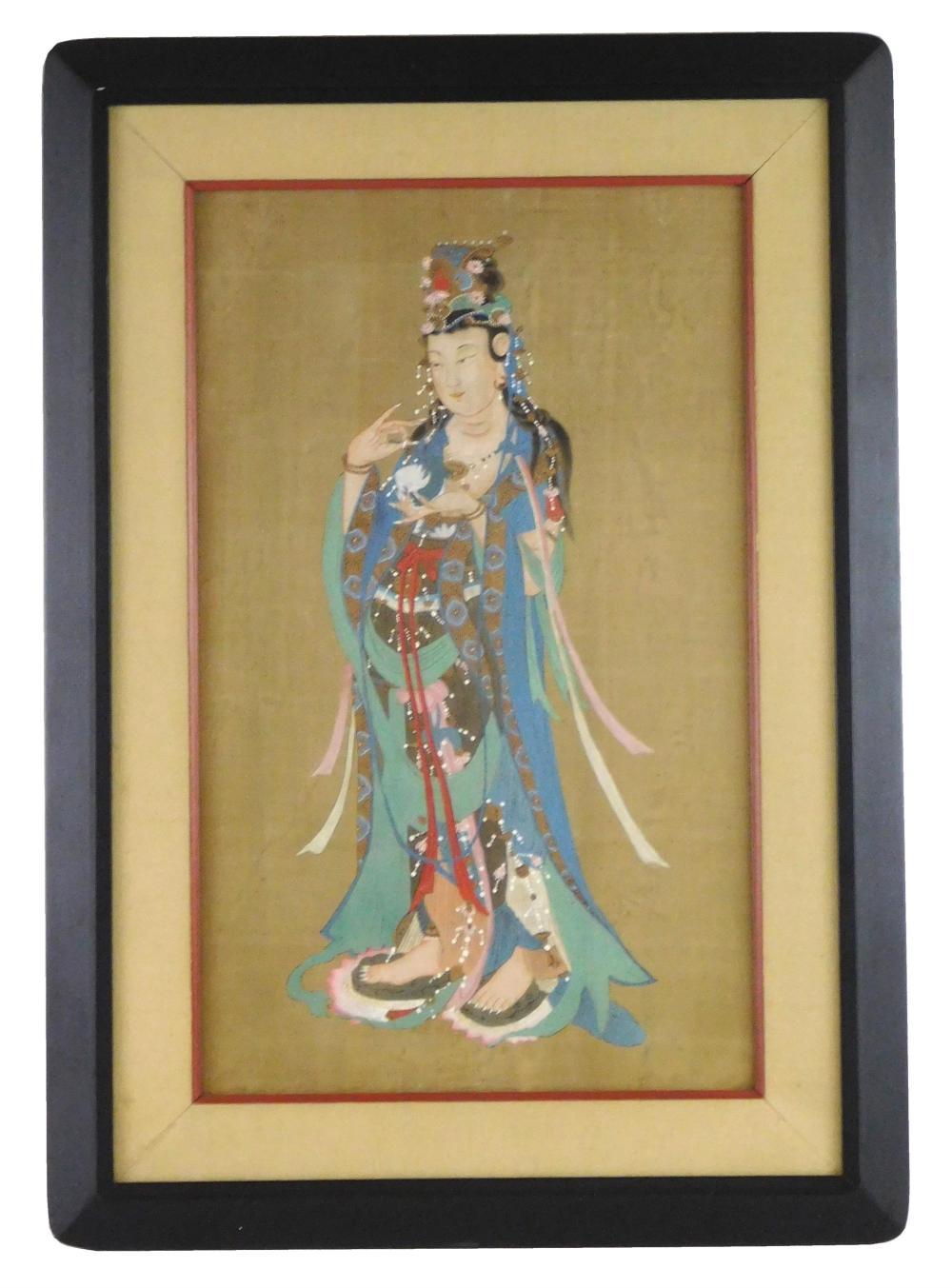 PORTRAIT OF CHINESE DEITY, WATERCOLOR