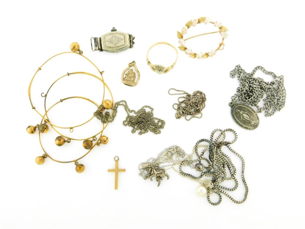 JEWELRY: TWELVE GOLD AND SILVER