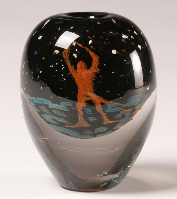 Richard Jolley art glass vase internally