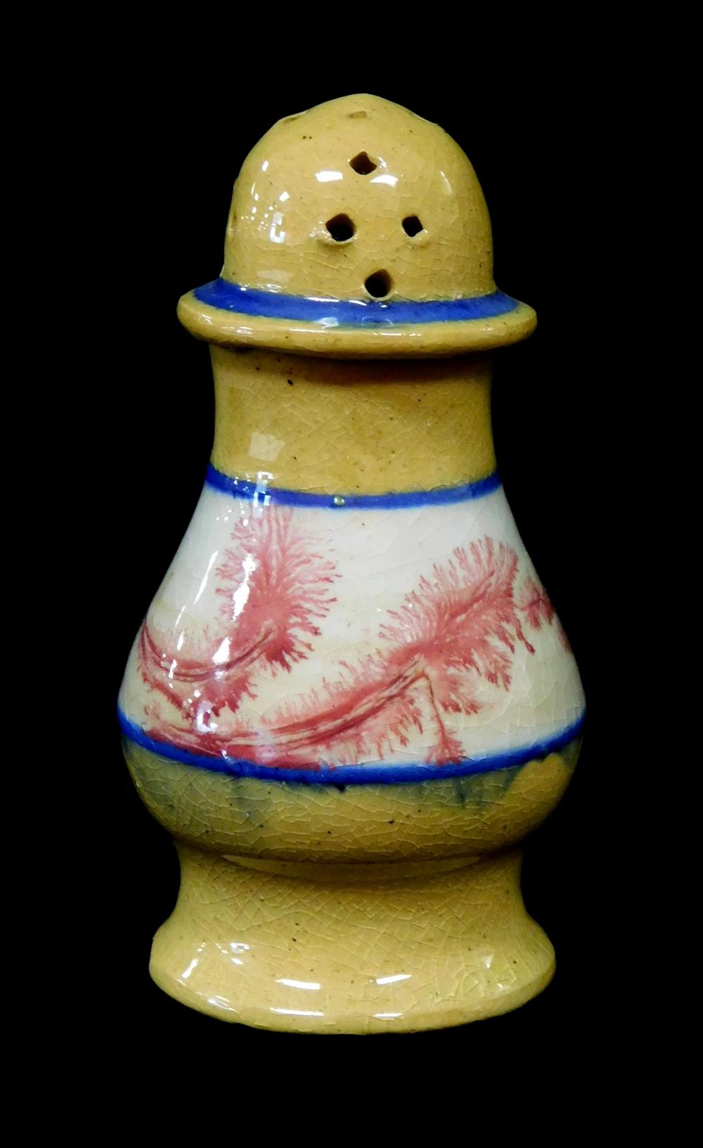 YELLOWWARE DOME TOP PEPPER POT,