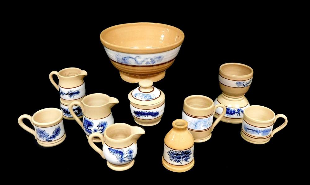 TWELVE PIECES OF 20TH C. YELLOWWARE,