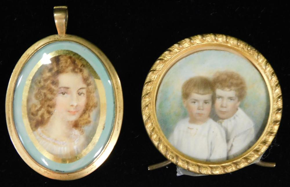 MINIATURES: TWO MINIATURES IN FRAME,