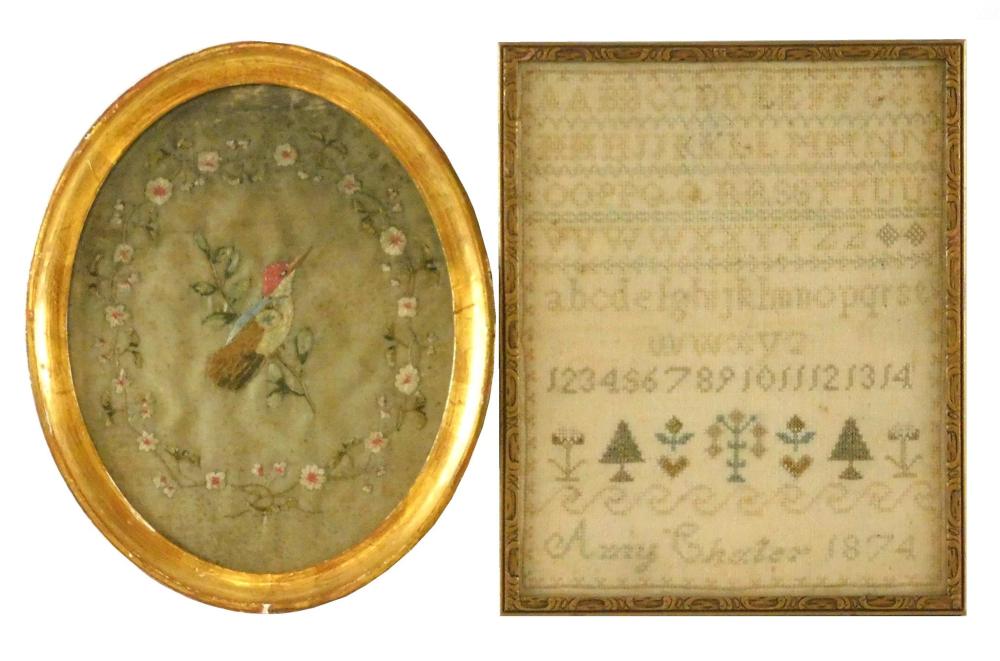 TWO 19TH C. NEEDLEWORKS INCLUDING