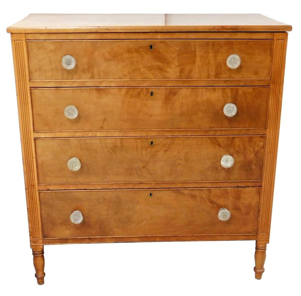 FOUR DRAWER CHEST, AMERICAN, GLASS