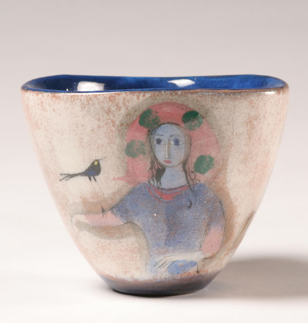 Pillin art pottery hand painted bowl;