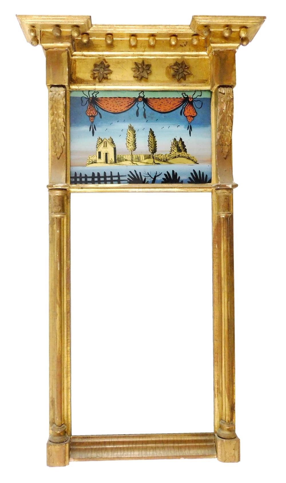 WALL MIRROR, TWO PART GILT FRAME,
