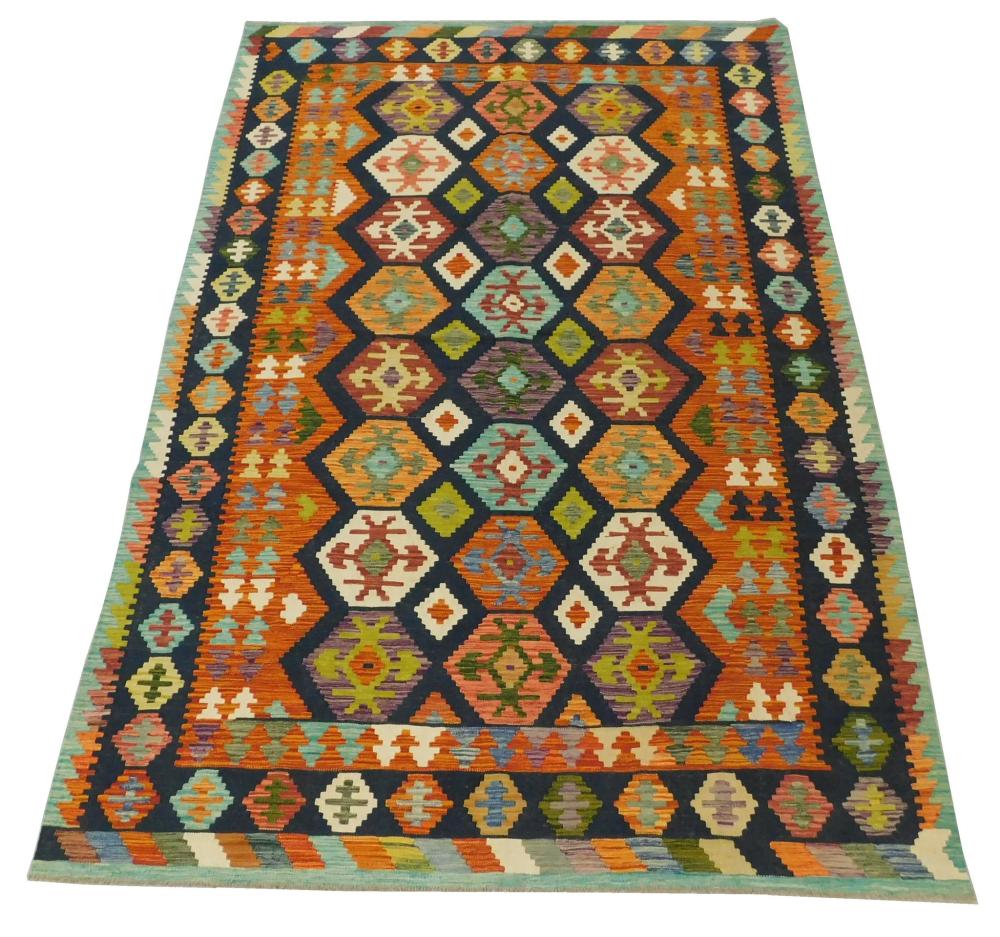 RUG: TURKISH KILIM, 6' 8" X 9'