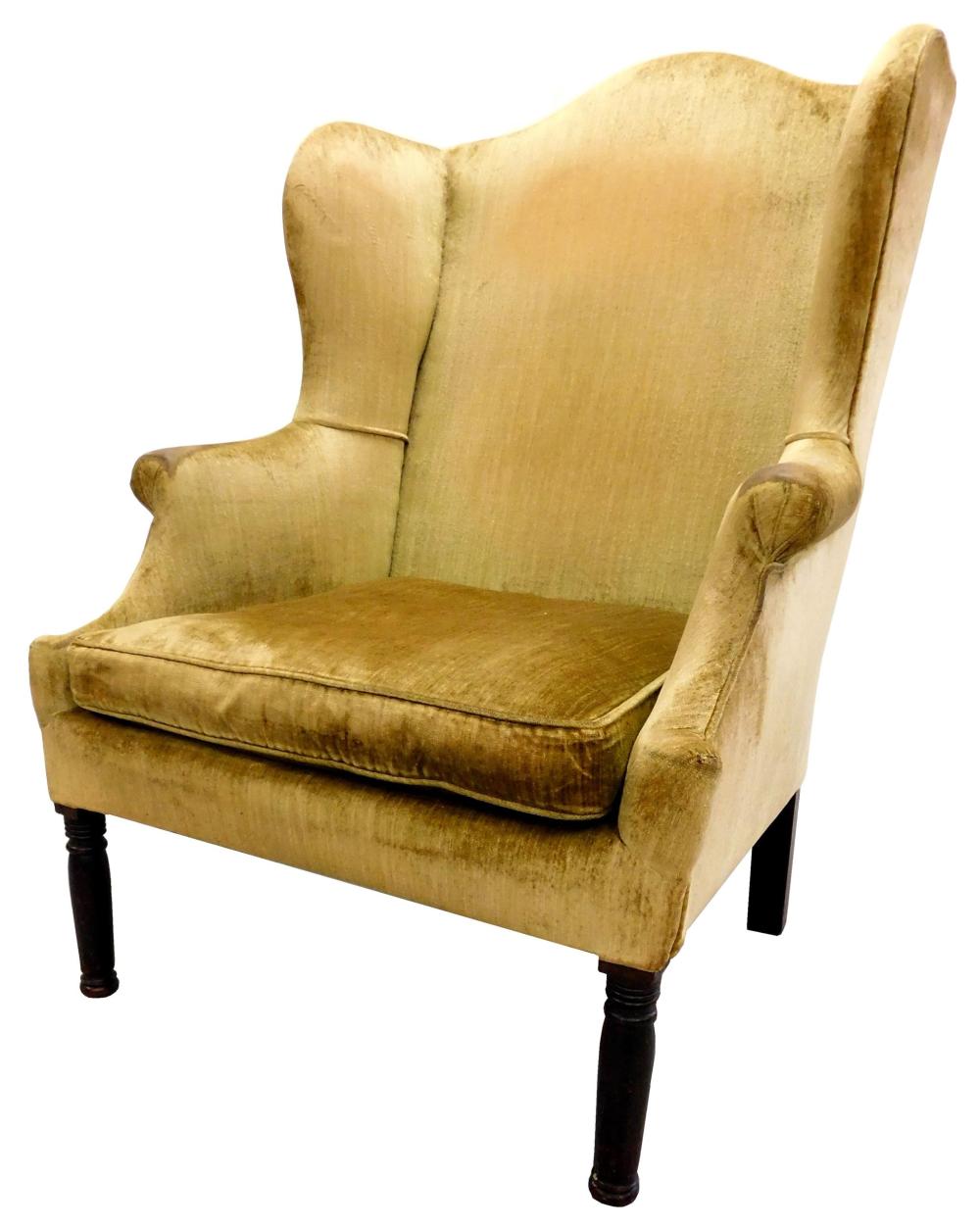 WING CHAIR 19TH C ROLLED ARMS  31e4ac