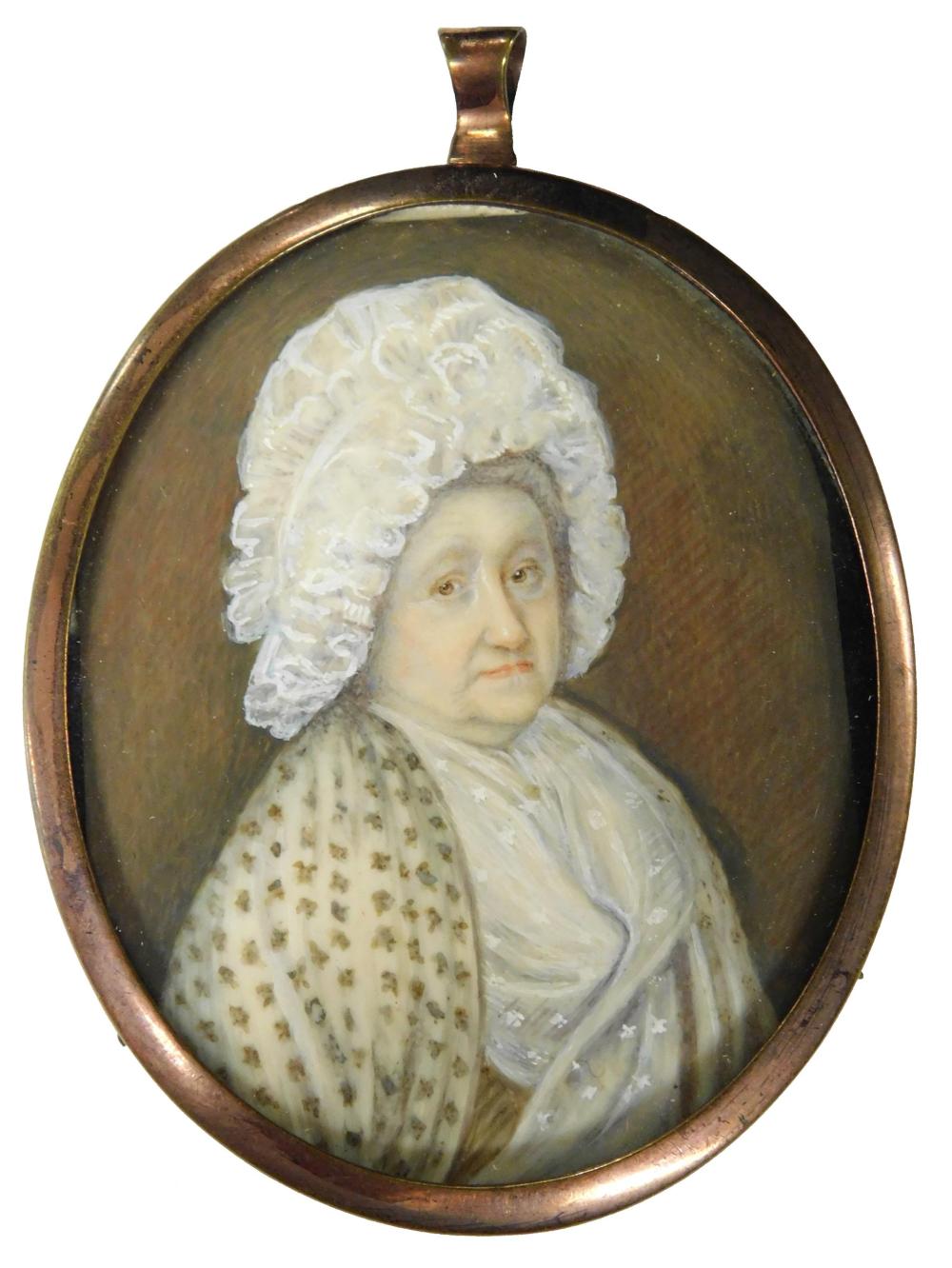 MINIATURE: WOMAN, OVAL SUPPORT, OLDER