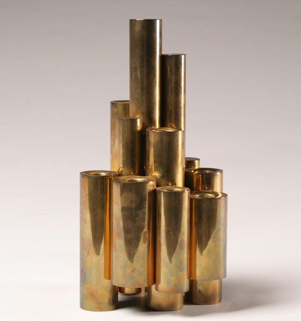 Machine Age brass candle holder,