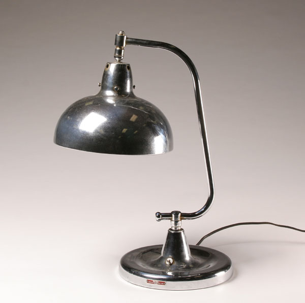 Apollo chrome table/desk lamp; reflective
