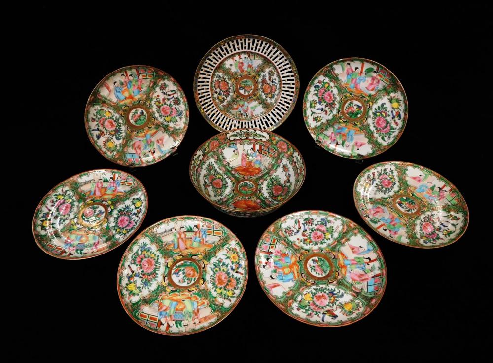 ASIAN: EIGHT PIECES OF ROSE MEDALLION
