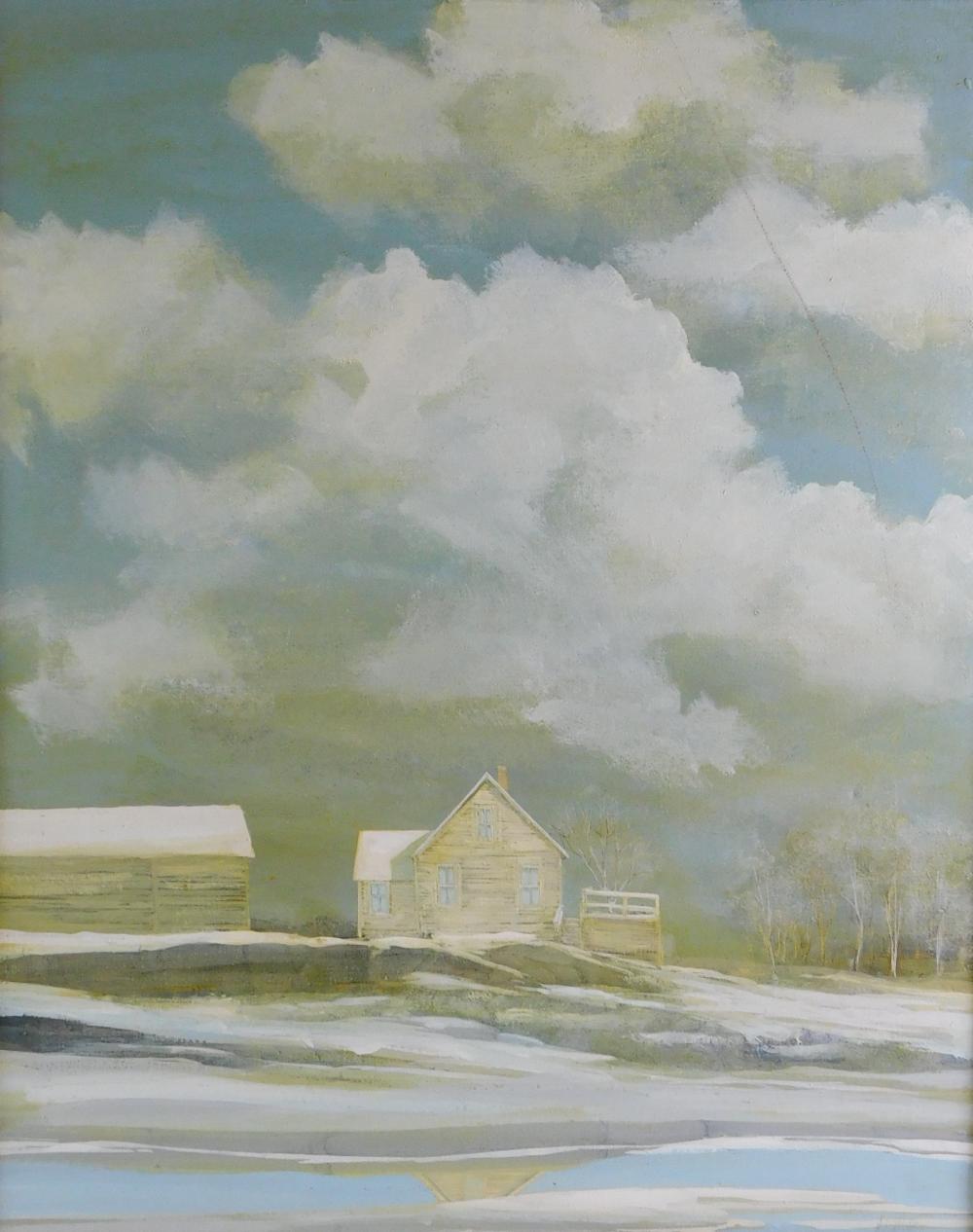 20TH C. OIL ON CANVAS, A HOUSE SITS