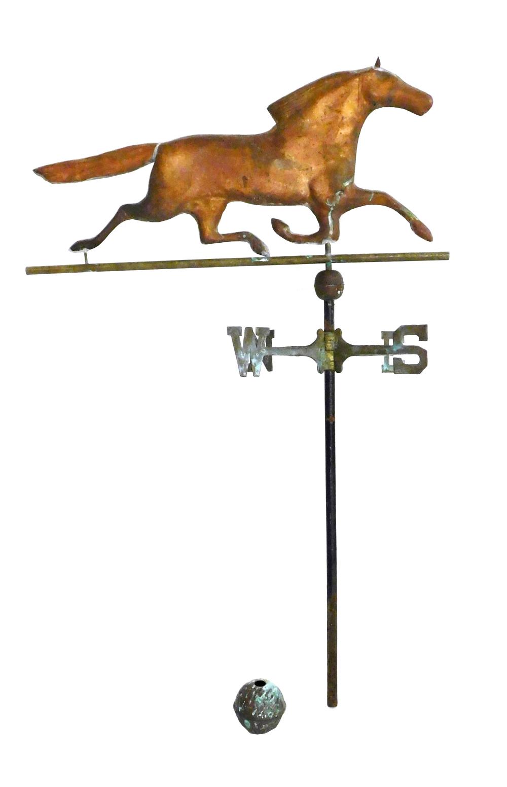 RUNNING HORSE WEATHERVANE, MOLDED COPPER