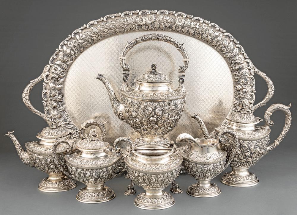 STERLING SILVER REPOUSSE TEA AND 31bed2